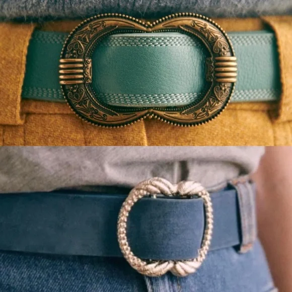 Sezane blue/Green Belt with Gold Buckle Sezane | Accessories | Nwt Sezane Selena Belt T0 Greenblue  main image 2
